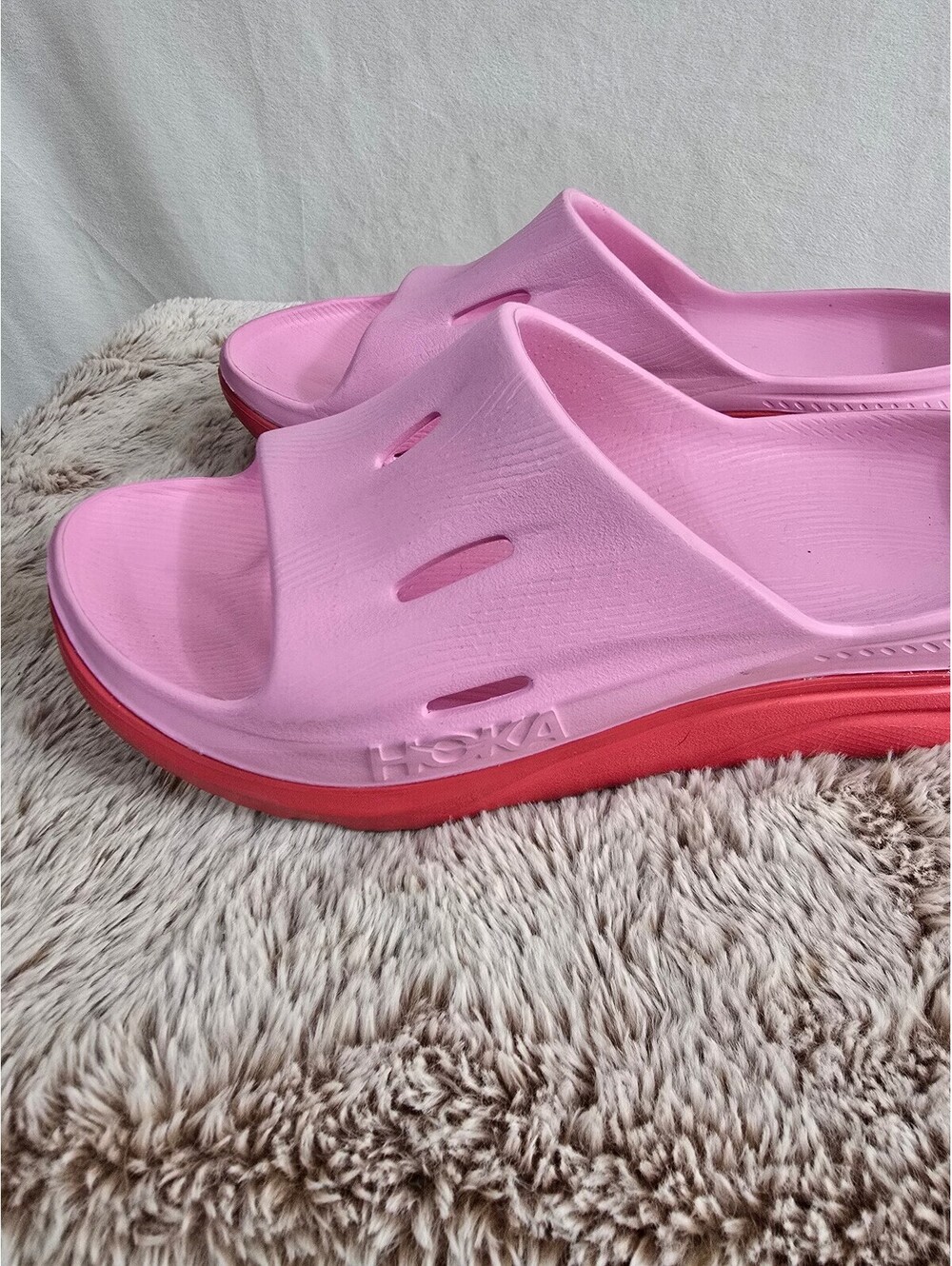 Hoka Big Kids Ora Recovery Slide Pink and Orange Y6